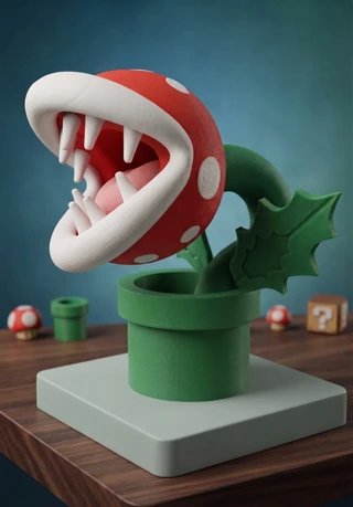Peça de Piranha Plant em impressão 3D — imagem 3